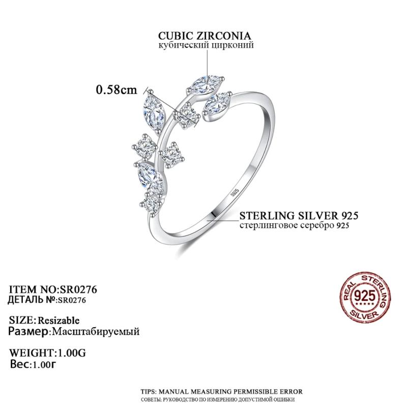 Sterling Silber Simple Olivenstrassblattring