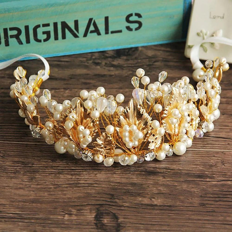 Streikende Vintage Tiaras Mit Perlen Und Strasssteinen