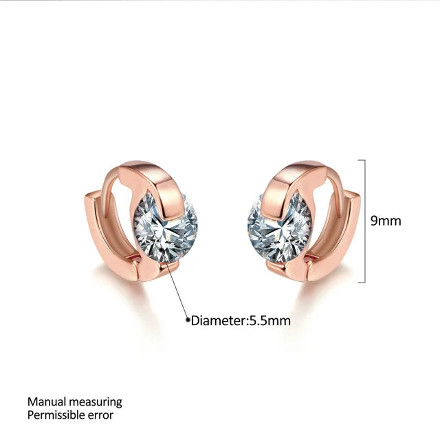 Elegante Roségold Zirkonia Ohrringe | Zirkonia Roségold Stecker Ohrringe
