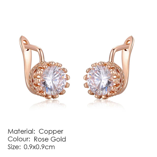 Elegante Roségold Zirkonia Ohrringe | Zirkonia Roségold Stecker Ohrringe
