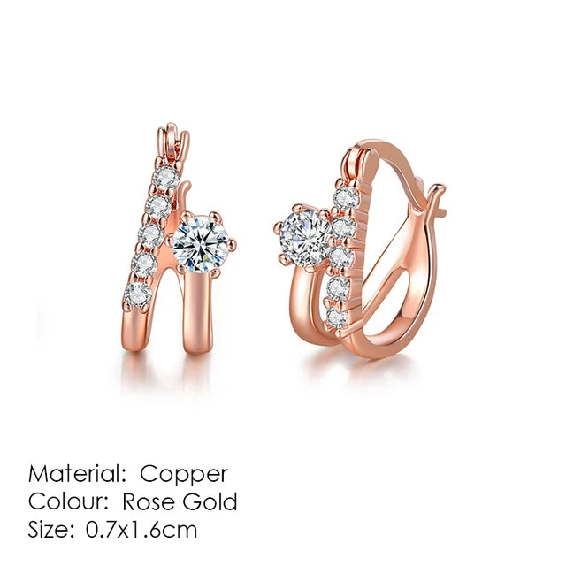 Elegante Roségold Zirkonia Ohrringe | Zirkonia Roségold Stecker Ohrringe