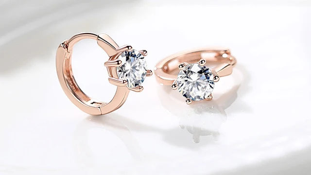 Elegante Roségold Zirkonia Ohrringe | Zirkonia Roségold Stecker Ohrringe