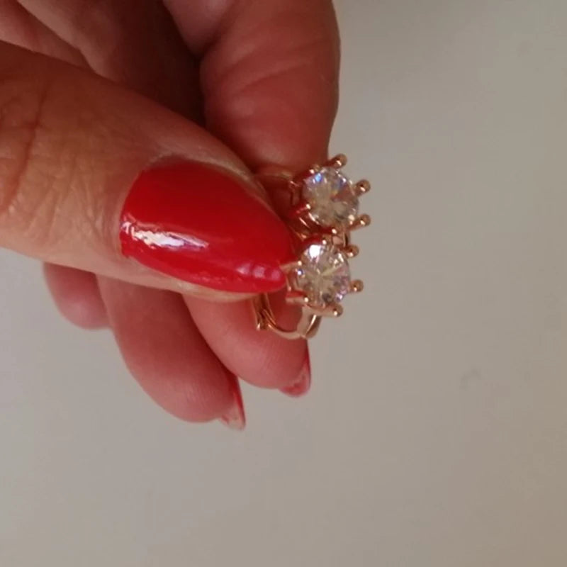 Elegante Roségold Zirkonia Ohrringe | Zirkonia Roségold Stecker Ohrringe