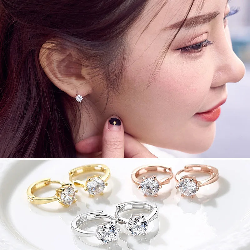 Elegante Roségold Zirkonia Ohrringe | Zirkonia Roségold Stecker Ohrringe