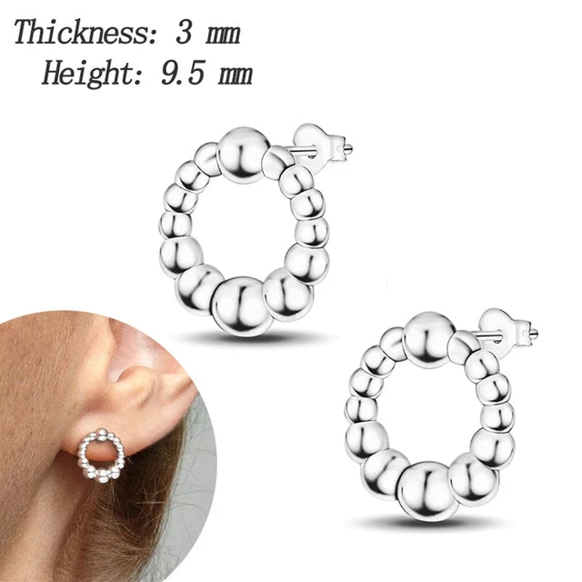 Luxuriöses Silber-Plattiertes Ohrstecker-Set mit kleinen Herzen, Federn und Kronen