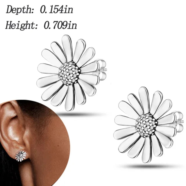 Luxuriöses Silber-Plattiertes Ohrstecker-Set mit kleinen Herzen, Federn und Kronen