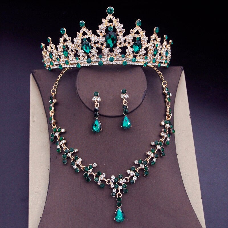 Atemberaubender Strass Tiara Crown Brautschmuckset