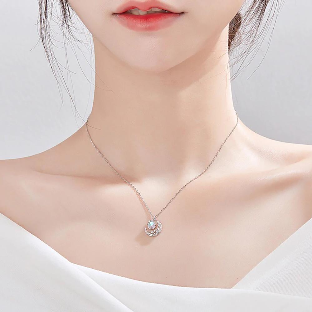 Atemberaubende Sterlingsilber Halbmond Mondkette