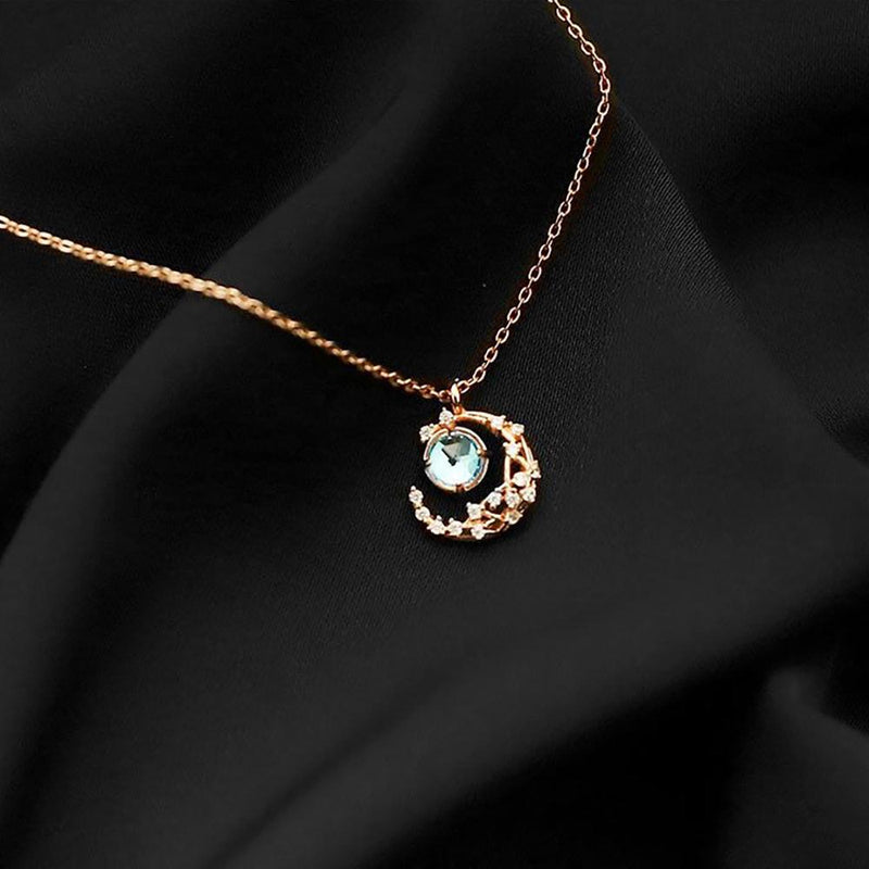 Atemberaubende Sterlingsilber Halbmond Mondkette