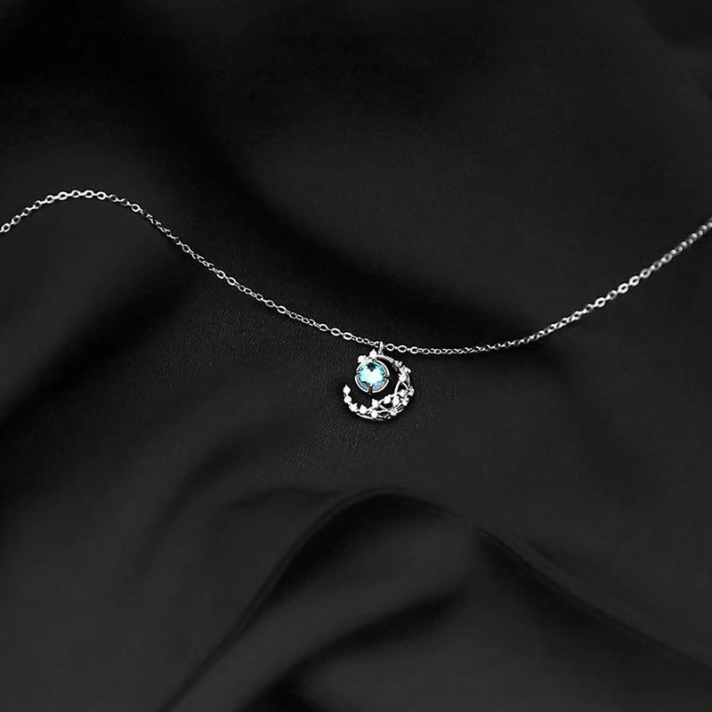 Atemberaubende Sterlingsilber Halbmond Mondkette