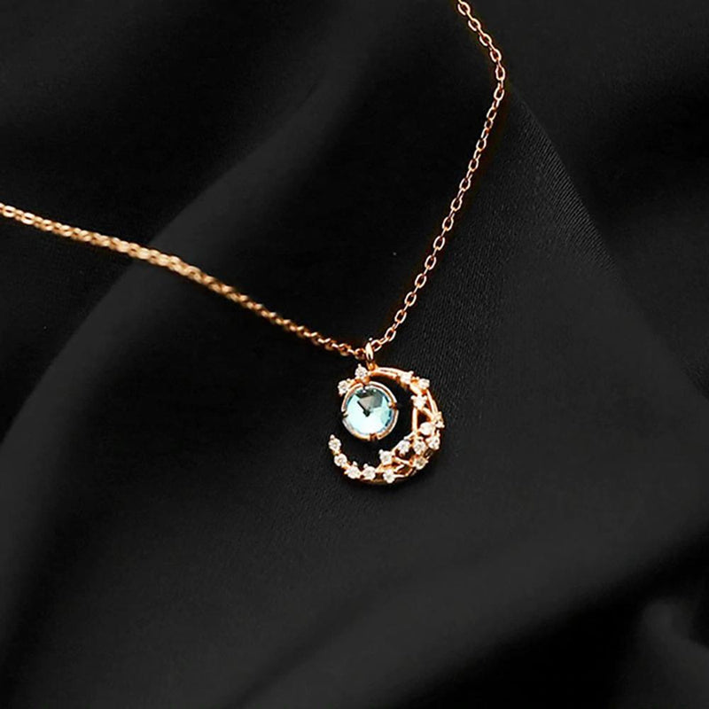 Atemberaubende Sterlingsilber Halbmond Mondkette