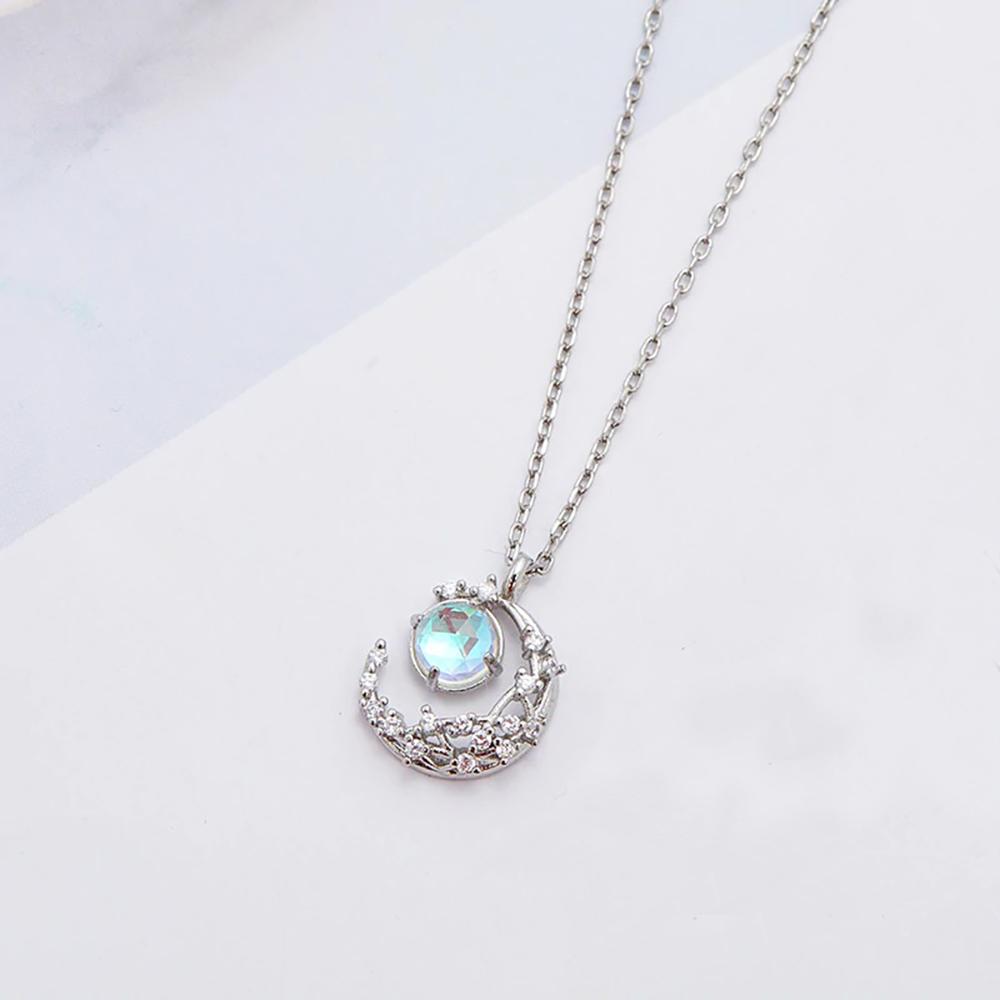 Atemberaubende Sterlingsilber Halbmond Mondkette