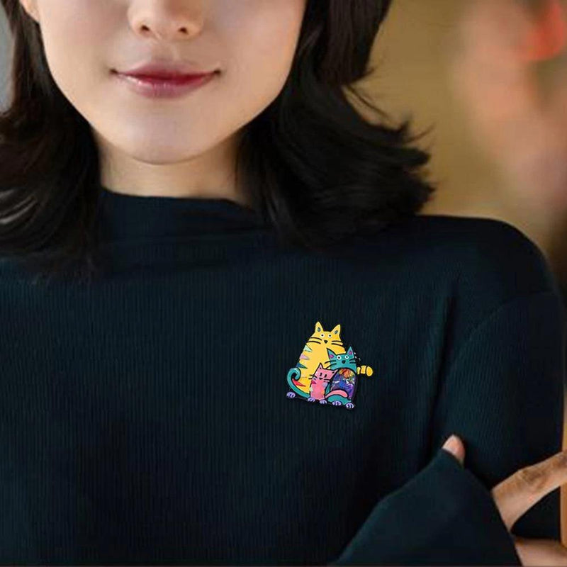 Süße Katzenfamilie Emaille Broschenstifte