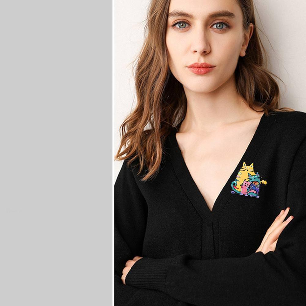 Süße Katzenfamilie Emaille Broschenstifte