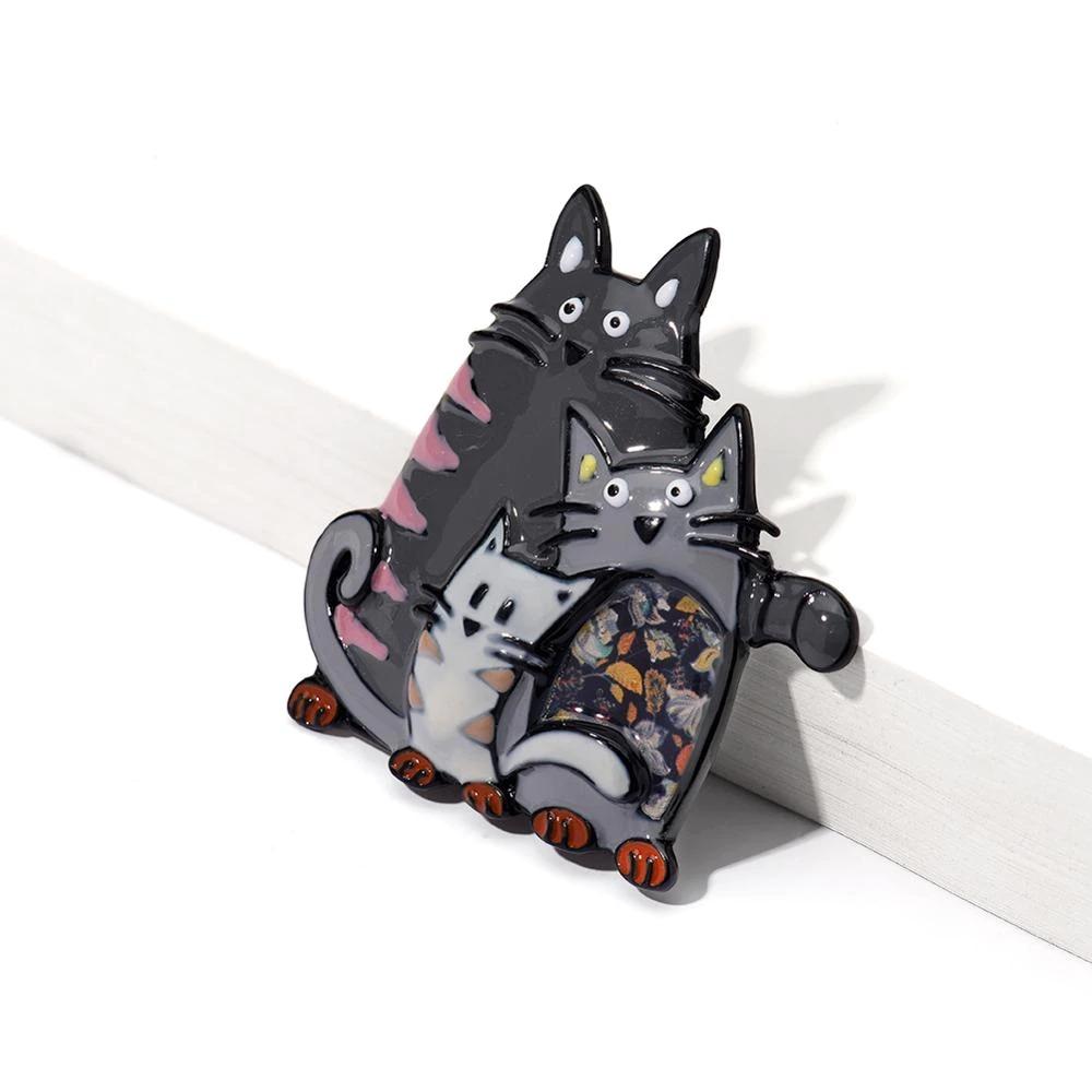 Süße Katzenfamilie Emaille Broschenstifte
