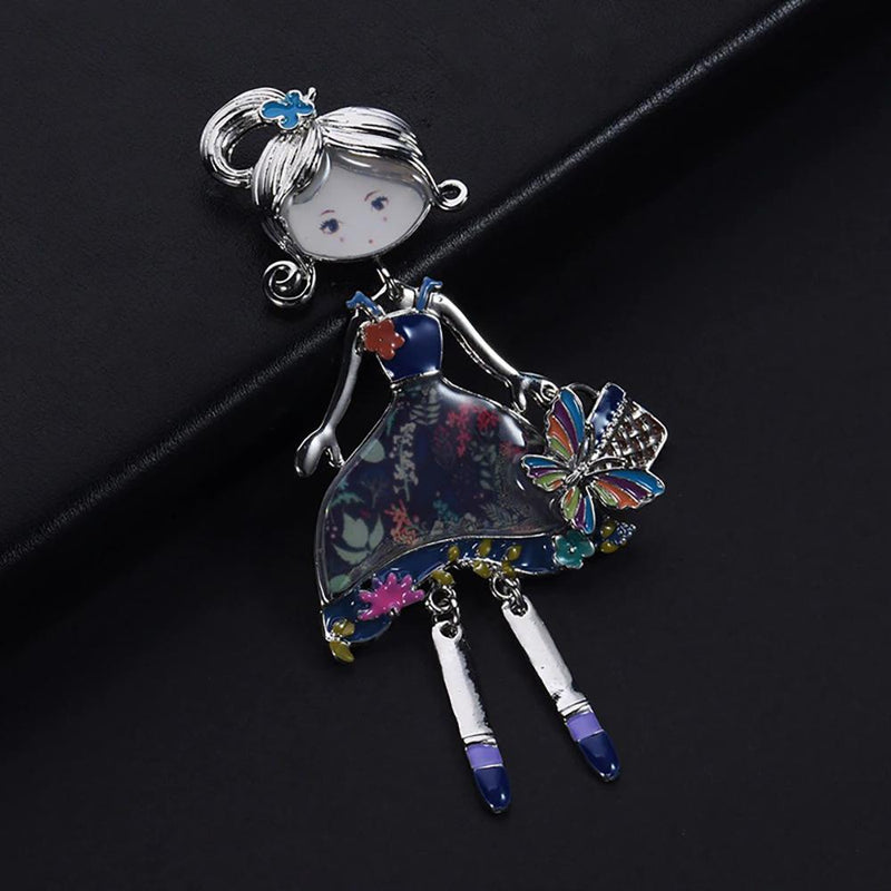 Süße Kleine Emaille Brosche Pin Puppe