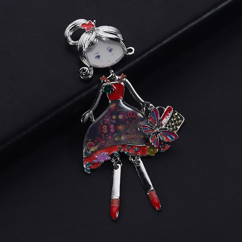 Süße Kleine Emaille Brosche Pin Puppe