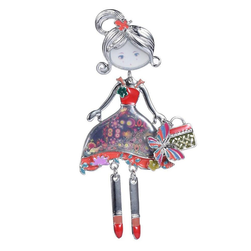 Süße Kleine Emaille Brosche Pin Puppe