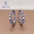 Echte blaue 3-4mm Edelstein Ohrringe aus 925er Sterlingsilber