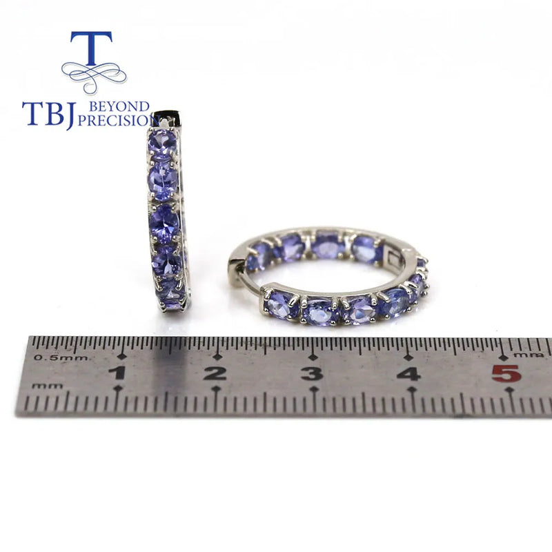 Echte blaue 3-4mm Edelstein Ohrringe aus 925er Sterlingsilber