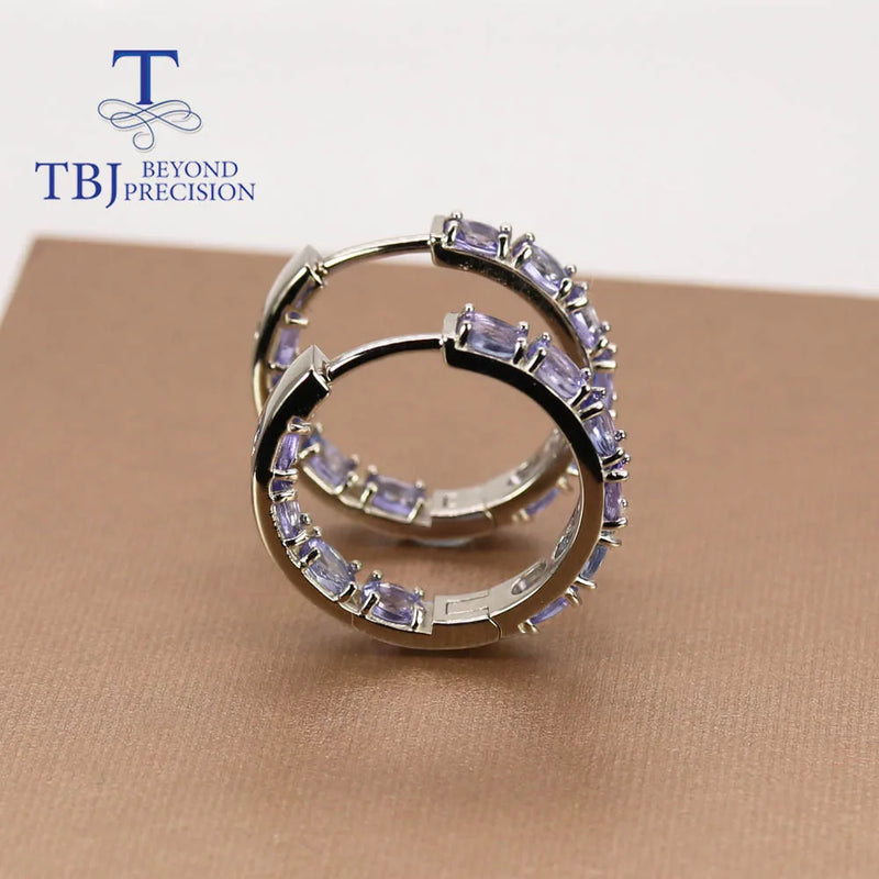 Echte blaue 3-4mm Edelstein Ohrringe aus 925er Sterlingsilber