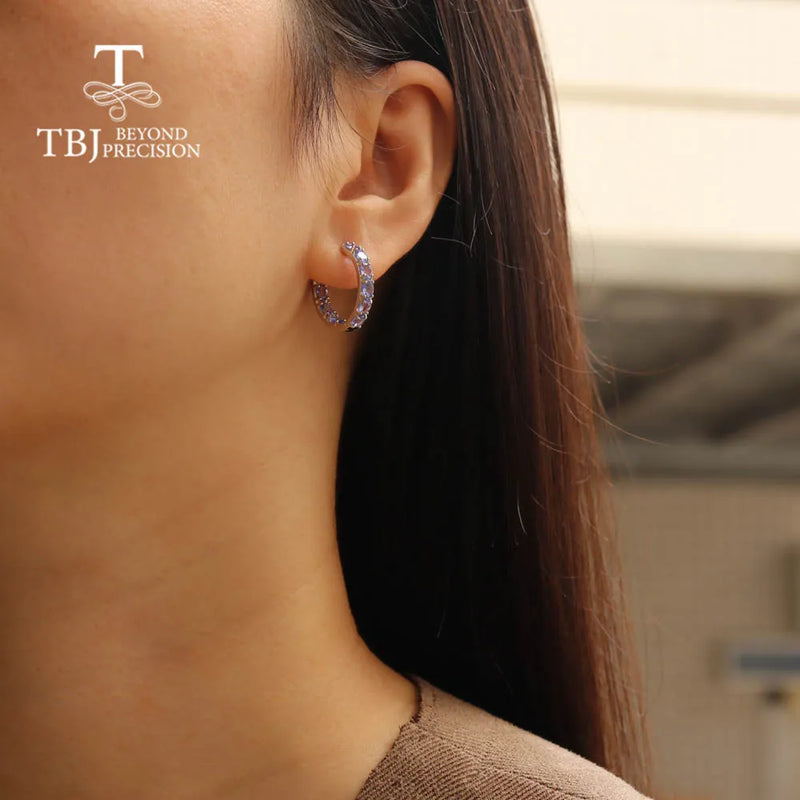 Echte blaue 3-4mm Edelstein Ohrringe aus 925er Sterlingsilber