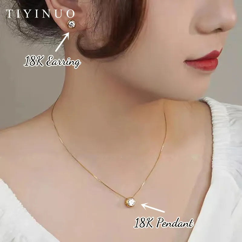 Echte 18k Gold Au750 Diamant Anhänger Halskette und Ohrringe - Hochwertiger Schmuck für Frauen