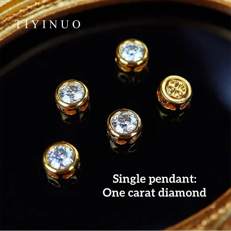 Echte 18k Gold Au750 Diamant Anhänger Halskette und Ohrringe - Hochwertiger Schmuck für Frauen