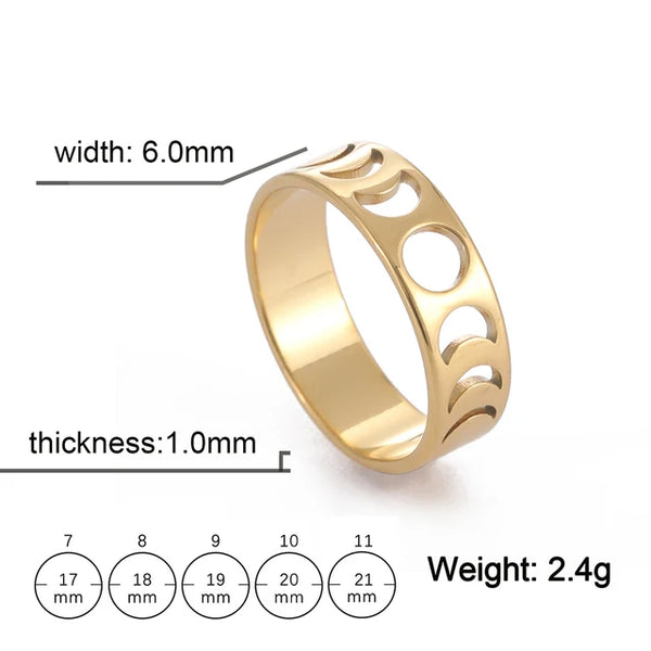 Mond Edelstahl Ring | Finger Ringe aus Edelstahl | Schmuck mit astronomischem Motiv - Ringe