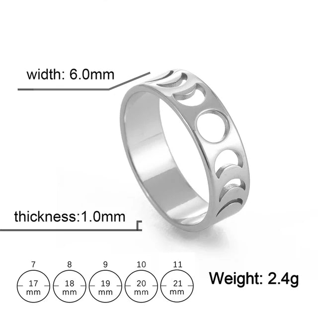 Mond Edelstahl Ring | Finger Ringe aus Edelstahl | Schmuck mit astronomischem Motiv - Ringe