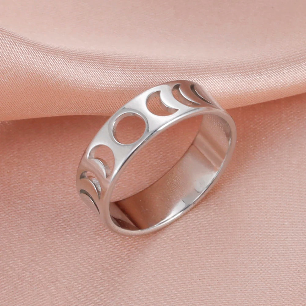 Mond Edelstahl Ring | Finger Ringe aus Edelstahl | Schmuck mit astronomischem Motiv - Ringe