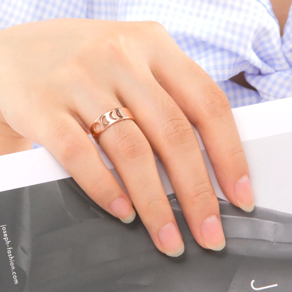 Mond Edelstahl Ring | Finger Ringe aus Edelstahl | Schmuck mit astronomischem Motiv - Ringe