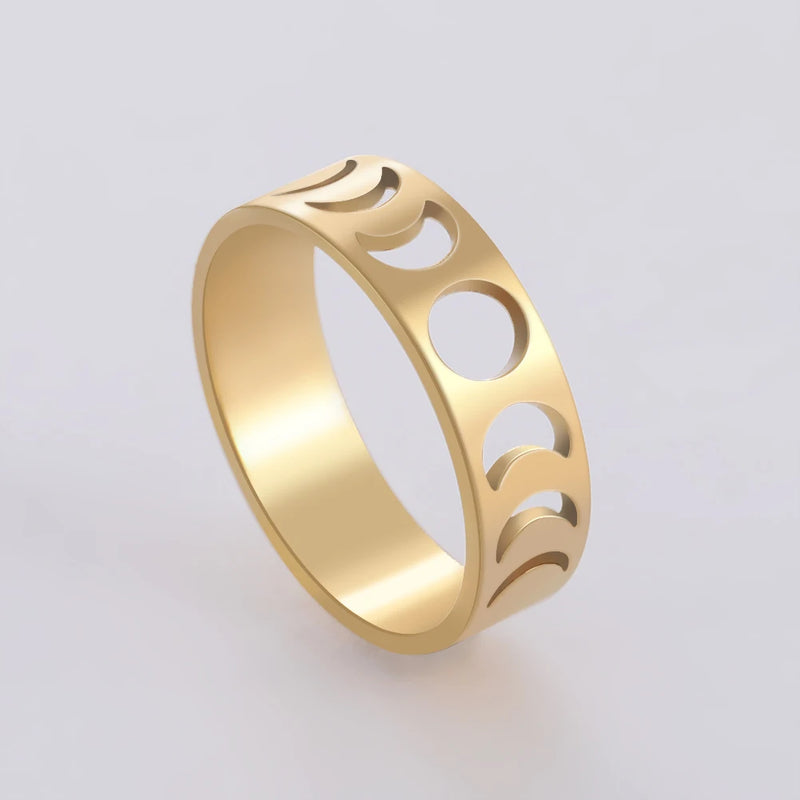 Mond Edelstahl Ring | Finger Ringe aus Edelstahl | Schmuck mit astronomischem Motiv - Ringe