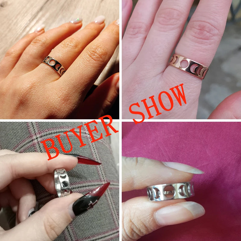 Mond Edelstahl Ring | Finger Ringe aus Edelstahl | Schmuck mit astronomischem Motiv - Ringe