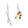 Modische Emaille asymmetrische Farb-Dangle-Ohrringe für Frauen Mädchen Künstlerpinsel-Palette Tropfenohrringe Malwerkzeug Ohrschmuck