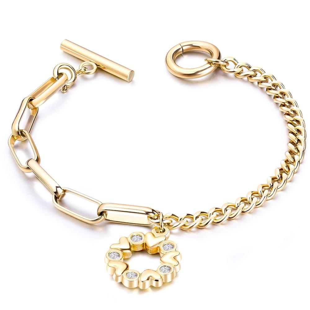 Trendige Herzschloss Und Wichtige Charm Kettenarmbänder