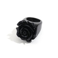 Modischer koreanischer schwarzer weißer pinker Blumenharz-Acrylquadratring, geometrischer großer Ring für Frauen und Mädchen, Modeschmuckgeschenk