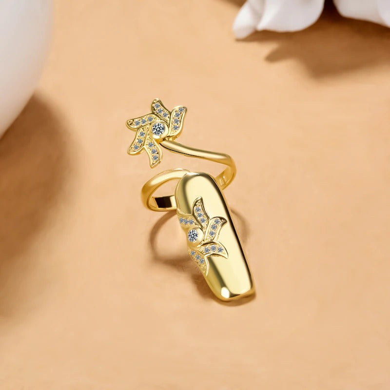 Trendiger Strass Akzentuiert Fingernagel schutz schmuck ringe