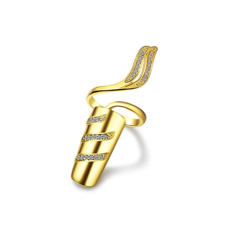 Trendiger Strass Akzentuiert Fingernagel schutz schmuck ringe