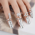 Trendiger Strass Akzentuiert Fingernagel schutz schmuck ringe