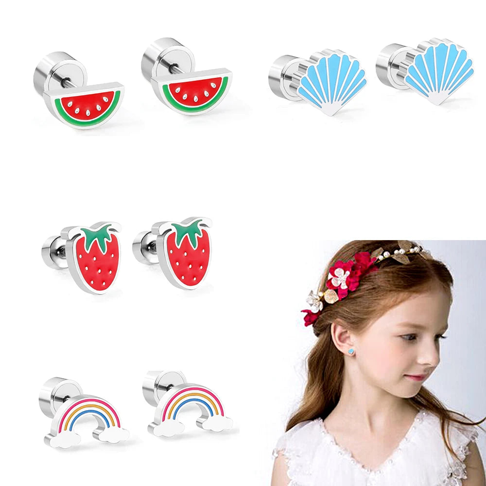 Trendy Stainless Steel Earrings for Baby Girls