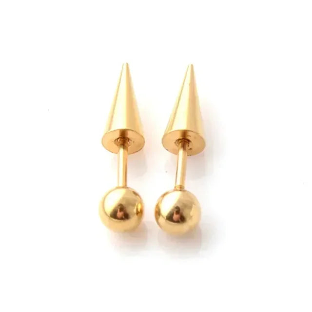Trendige Spike-Stecker-Ohrringe aus Edelstahl für Frauen und Männer - Körpermodenschmuck in Silberfarbe