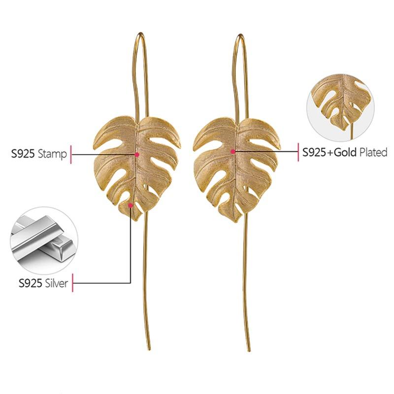 Tropical Monstera Blatt Einzigartige Tropfenohrringe