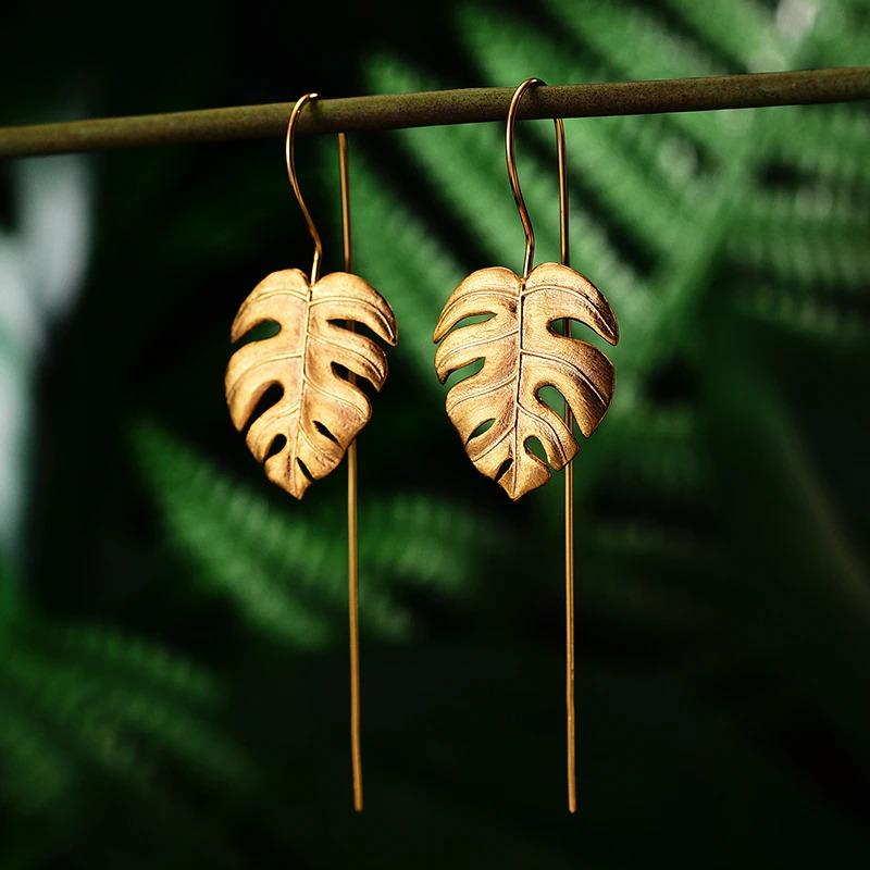 Tropical Monstera Blatt Einzigartige Tropfenohrringe