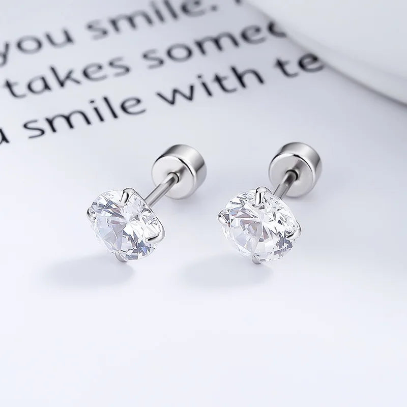 Echte 925 Sterling TrustDavis Mode Zirkon Schraubstecker Ohrringe für Sterling Silber Schmuck