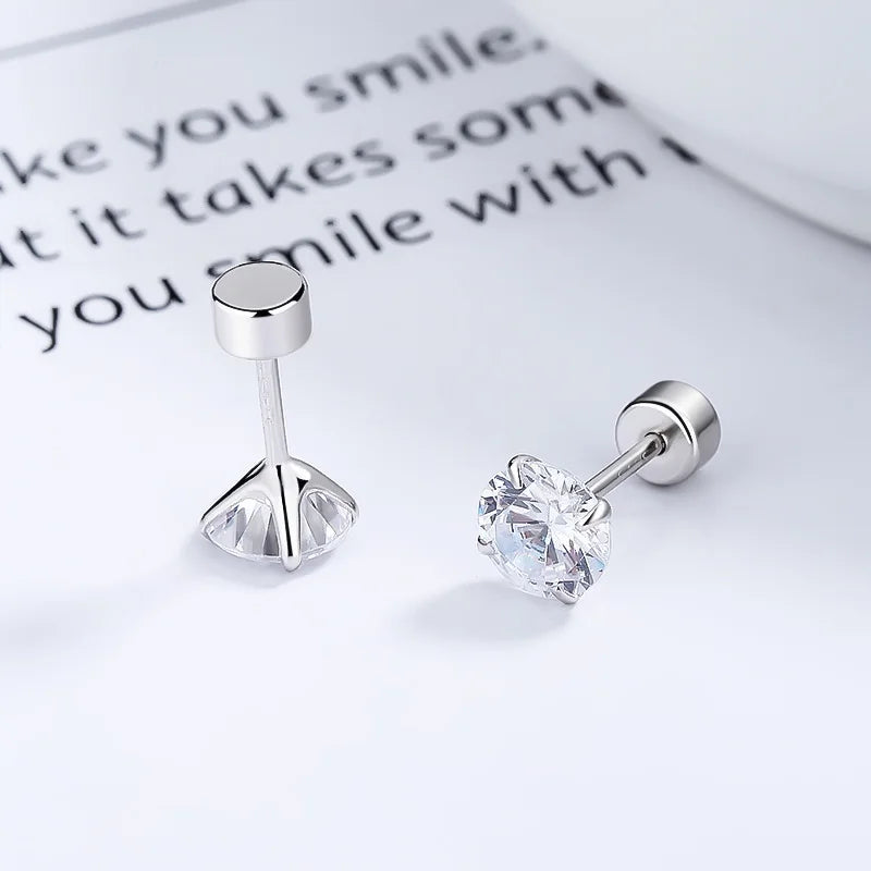 Echte 925 Sterling TrustDavis Mode Zirkon Schraubstecker Ohrringe für Sterling Silber Schmuck