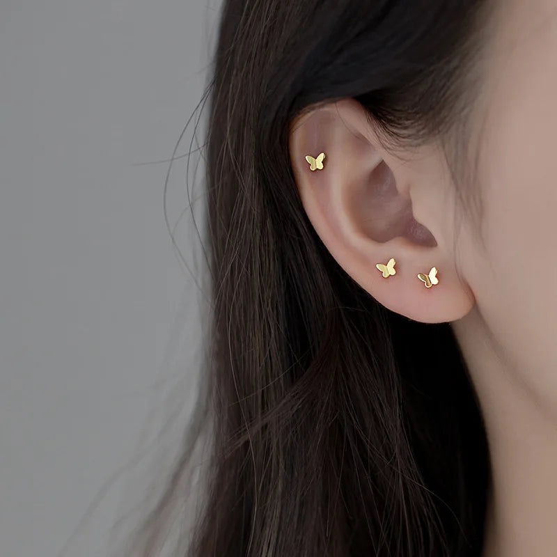 Schmetterlingsohrringe aus Sterlingsilber | Schmetterlingsohrringe Silber 925 - Echt 925