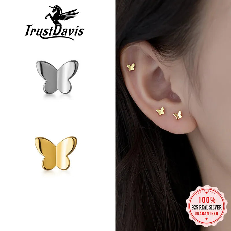 Schmetterlingsohrringe aus Sterlingsilber | Schmetterlingsohrringe Silber 925 - Echt 925