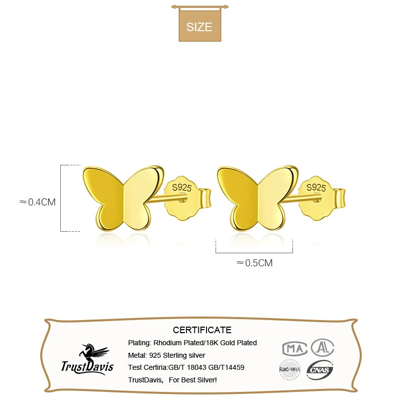 Schmetterlingsohrringe aus Sterlingsilber | Schmetterlingsohrringe Silber 925 - Echt 925