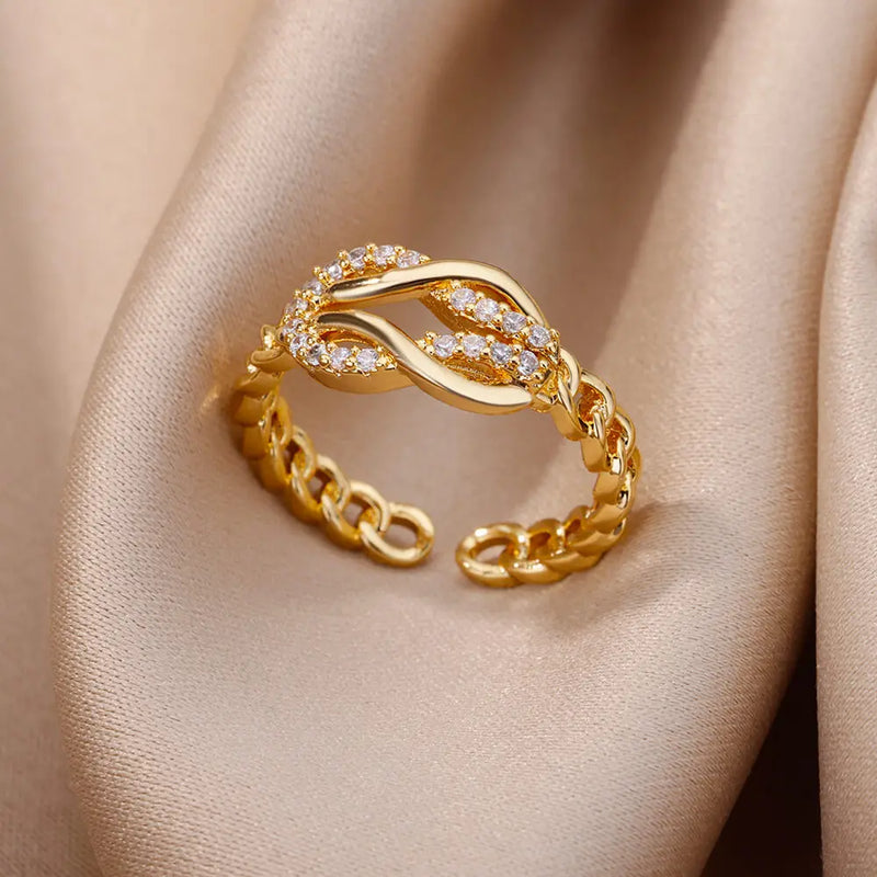 Verdrehte Zirkon-Paar-Ringe für Frauen in Gold- und Silberfarben | Schmuckaccessoires | Einstellbarer Fingerring zur Dekoration